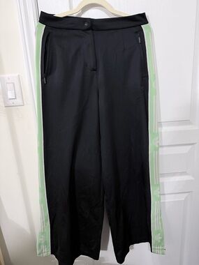 adidas Black Track Pants with Mint Green Side Stripes